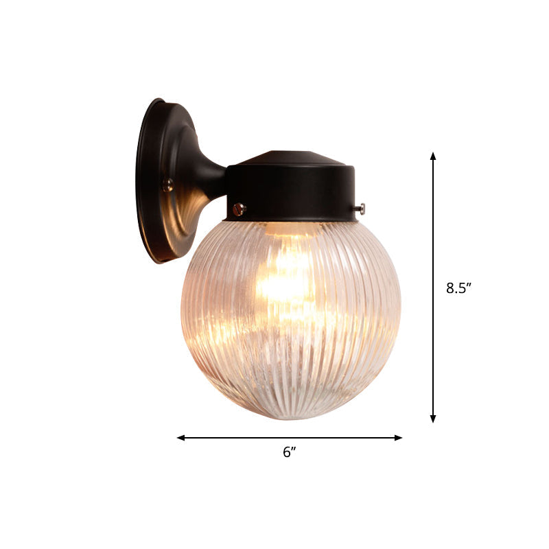 Siopsrl| Globe Wall Lamp Vintage 1 Light Mini Wall Fixture with White/Clear Glass Shade for Bathroom