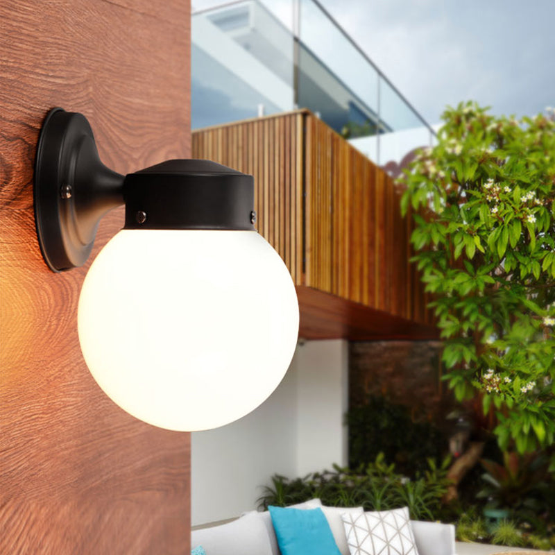 Siopsrl| Globe Wall Lamp Vintage 1 Light Mini Wall Fixture with White/Clear Glass Shade for Bathroom