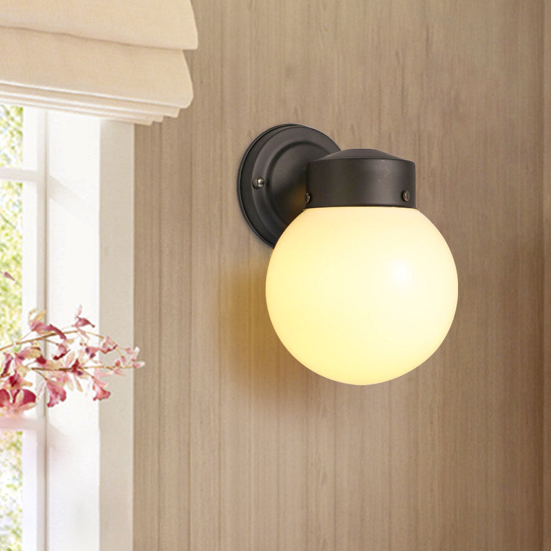 Siopsrl| Globe Wall Lamp Vintage 1 Light Mini Wall Fixture with White/Clear Glass Shade for Bathroom