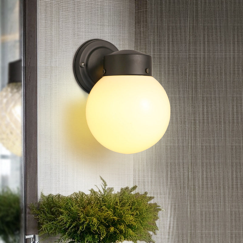 Siopsrl| Globe Wall Lamp Vintage 1 Light Mini Wall Fixture with White/Clear Glass Shade for Bathroom