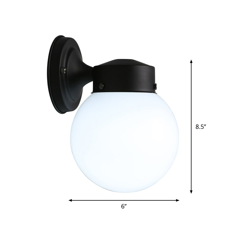 Siopsrl| Globe Wall Lamp Vintage 1 Light Mini Wall Fixture with White/Clear Glass Shade for Bathroom