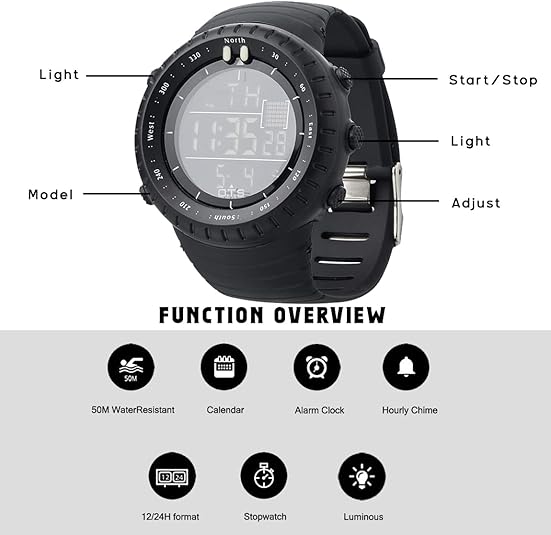 siopsrl | Henry Waterproof Men’s Digital Sports Watch – Shockproof, Tactical & LED Backlit Outdoor Timepiece