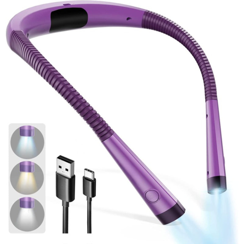 siopsrl | LED Neck Reading Lamp, Book Light for Reading in Bed, 3 Colors, 6 Brightness Levels, Flexible Arm, Rechargeable, Durable, Perfect for Reading, Knitting, Camping, Repairing