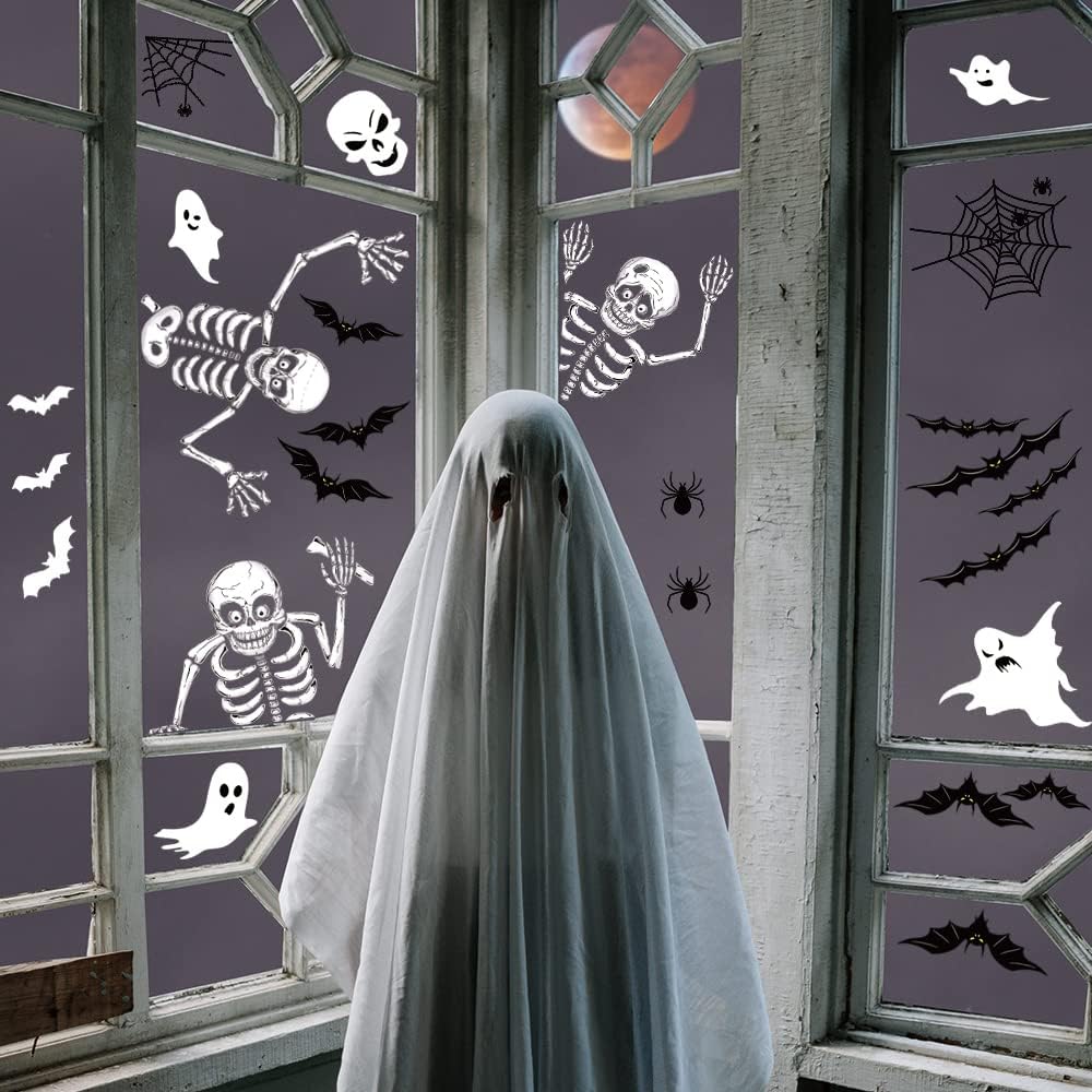 140PCS Halloween Window Clings Decor - Double-Sided Removable Stickers For Indoor Halloween Party Decorations Siopsrl