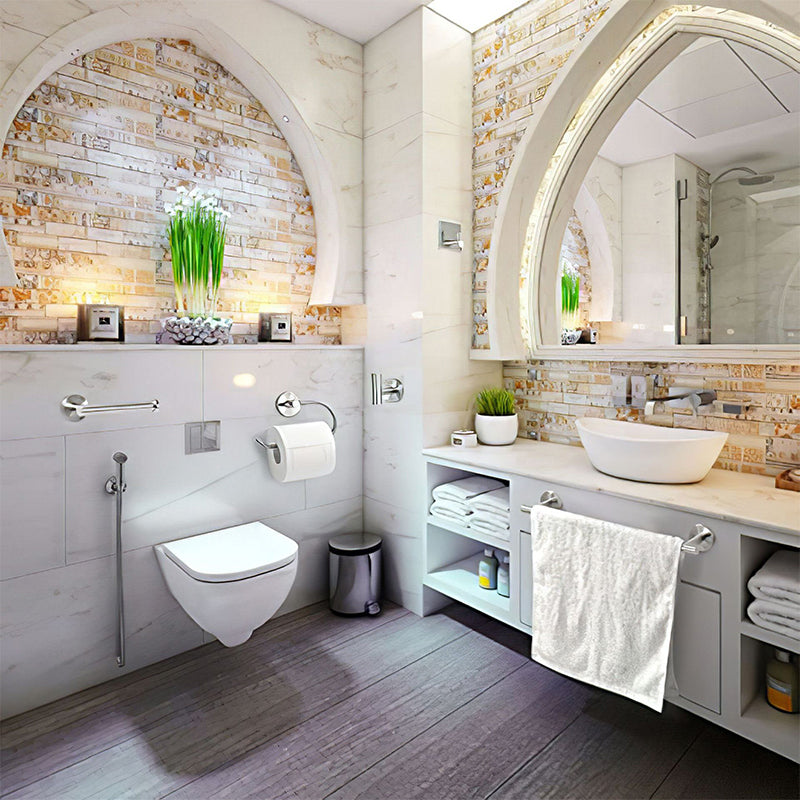 Siopsrl| Metal Simple Bathroom Accessories as a Single Piece or in a Set in Silver