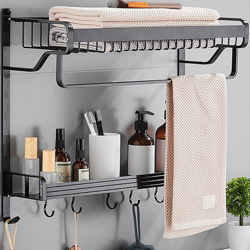 Siopsrl| Black / Silver Bathroom Accessories Aluminum Hardware Set Bathroom Shelf