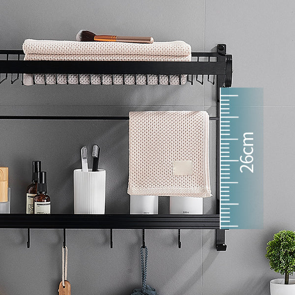 Siopsrl| Black / Silver Bathroom Accessories Aluminum Hardware Set Bathroom Shelf
