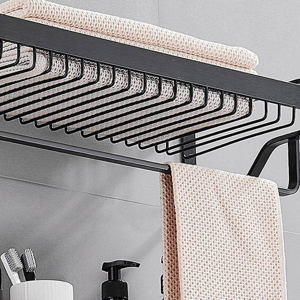Siopsrl| Black / Silver Bathroom Accessories Aluminum Hardware Set Bathroom Shelf