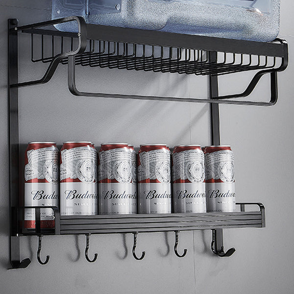 Siopsrl| Black / Silver Bathroom Accessories Aluminum Hardware Set Bathroom Shelf