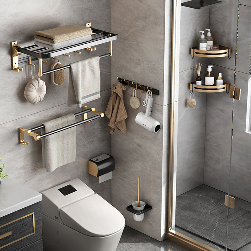Siopsrl| Modernism Bathroom Accessories Hardware Set Black & Gold Bathroom Shelf/Towel Bar