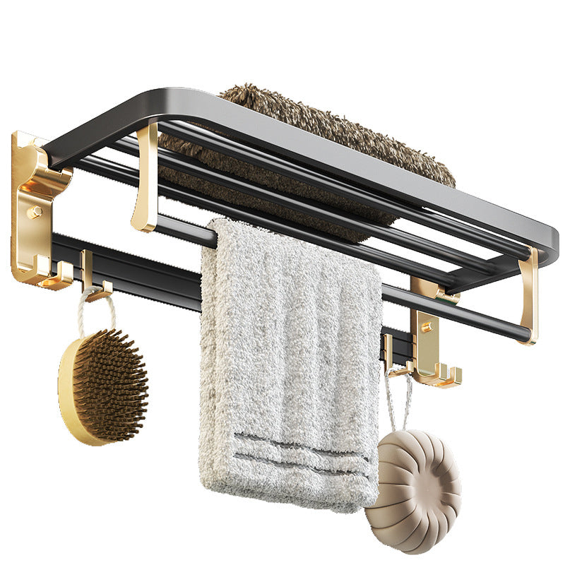 Siopsrl| Modernism Bathroom Accessories Hardware Set Black & Gold Bathroom Shelf/Towel Bar