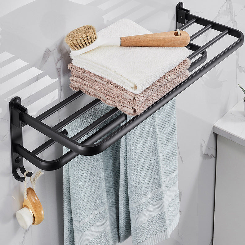 Siopsrl| Modern Aluminum Bathroom Accessory Set Matte Black Bathroom Shelf/Towel Holder/Paper Holder