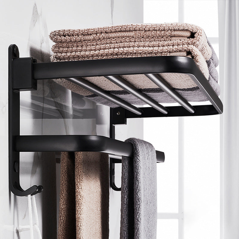 Siopsrl| Modern Aluminum Bathroom Accessory Set Matte Black Bathroom Shelf/Towel Holder/Paper Holder