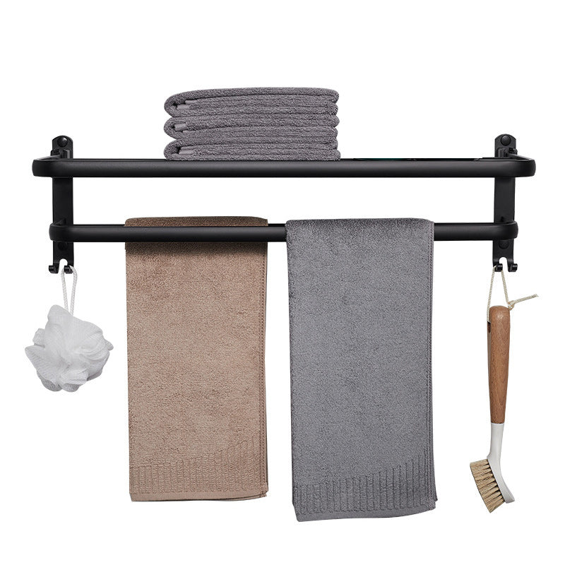 Siopsrl| Modern Aluminum Bathroom Accessory Set Matte Black Bathroom Shelf/Towel Holder/Paper Holder