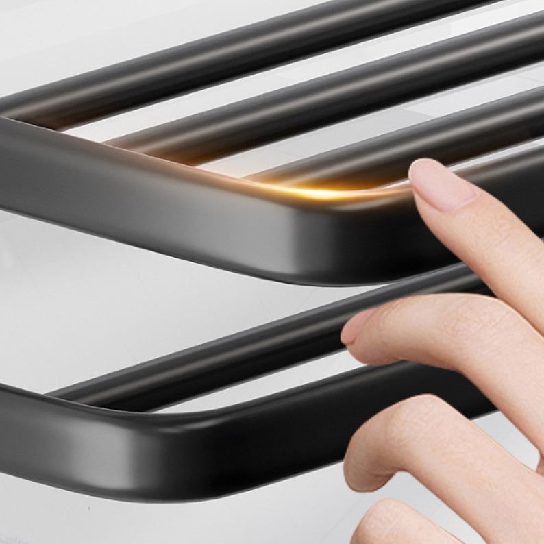 Siopsrl| Modern Aluminum Bathroom Accessory Set Matte Black Bathroom Shelf/Towel Holder/Paper Holder