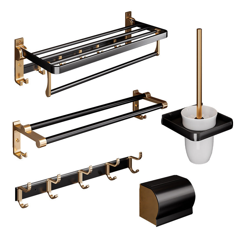 Siopsrl| Black and Brass Bathroom Hardware Set Modern Stainless Steel Bathroom Shelf/Towel Holder/Paper Holder