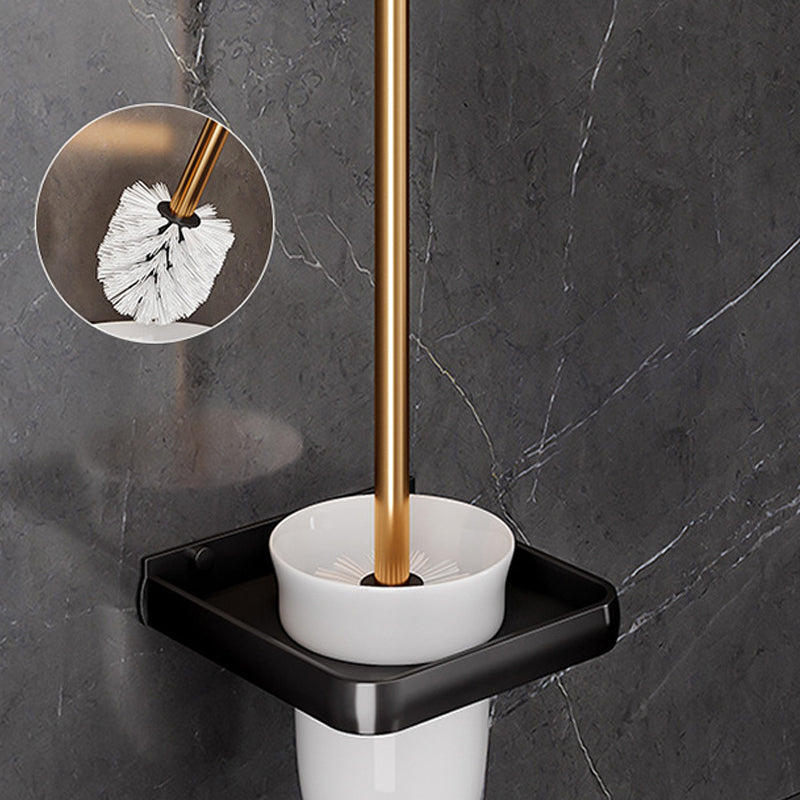 Siopsrl| Black and Brass Bathroom Hardware Set Modern Stainless Steel Bathroom Shelf/Towel Holder/Paper Holder