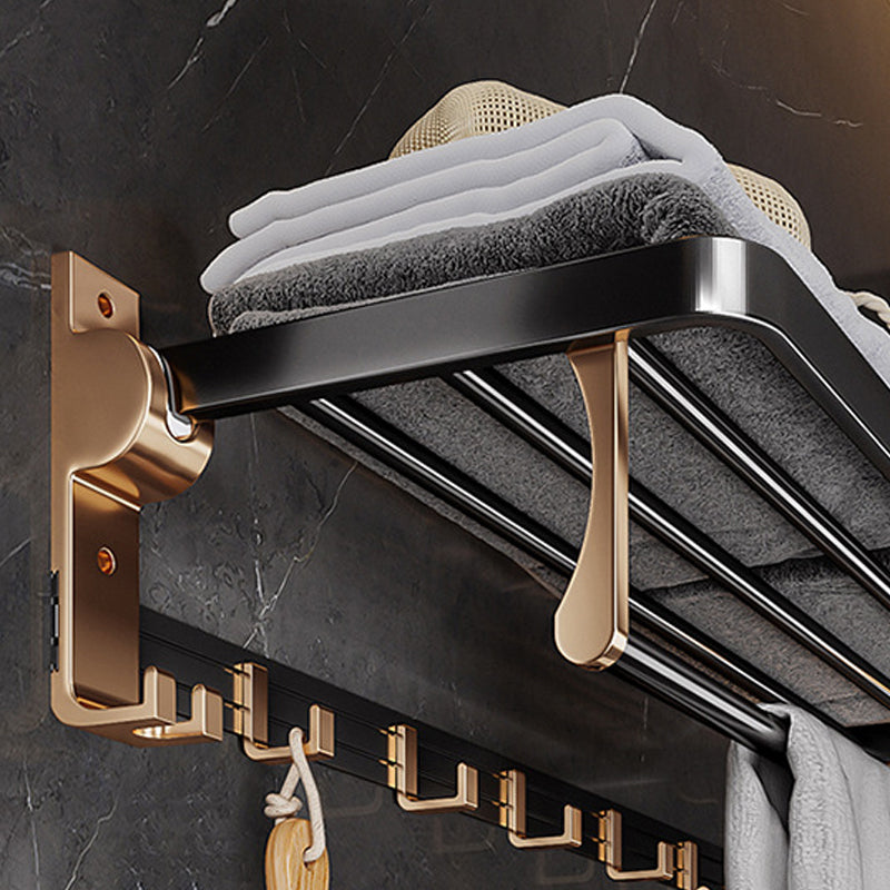 Siopsrl| Black and Brass Bathroom Hardware Set Modern Stainless Steel Bathroom Shelf/Towel Holder/Paper Holder