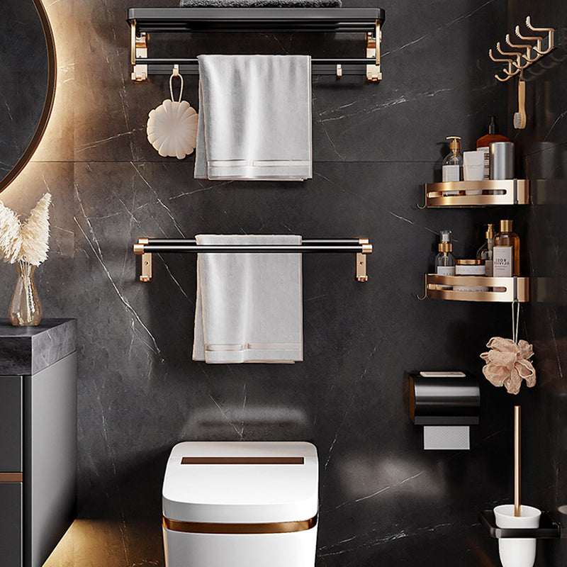 Siopsrl| Black and Brass Bathroom Hardware Set Modern Stainless Steel Bathroom Shelf/Towel Holder/Paper Holder