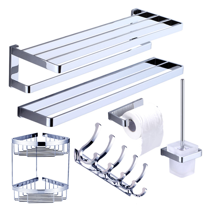 Siopsrl| Chrome brass modern bathroom accessory set with towel bar/ ring/ paper holder & bathrobe hook