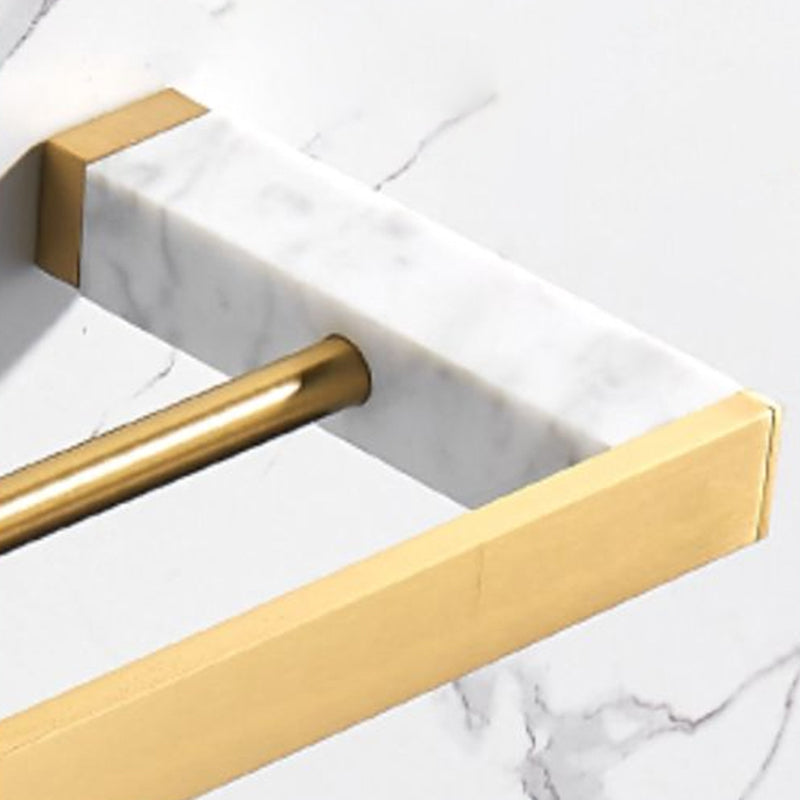 Siopsrl| Brushed Brass Bathroom Accessory Set Metal & Marble Bathroom Hardware Set with Bathtub Shelf
