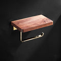 Siopsrl| Polished Brass Bathroom Hardware Set Metal & Wood Bathroom Set with Bath Shelf/Towel Bar