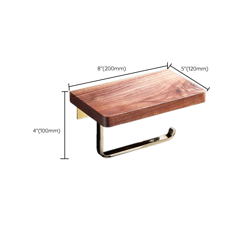 Siopsrl| Polished Brass Bathroom Hardware Set Metal & Wood Bathroom Set with Bath Shelf/Towel Bar