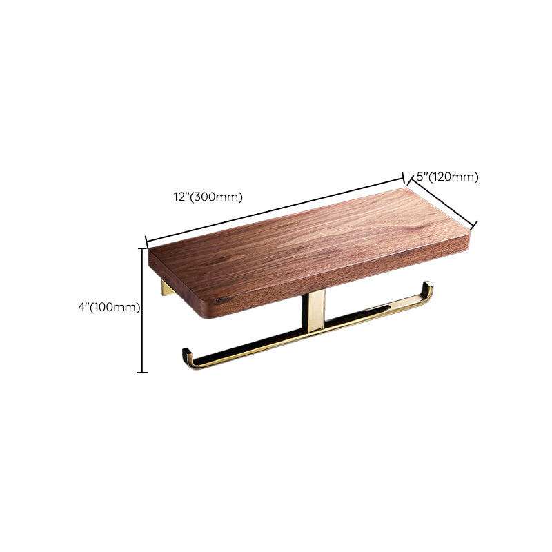 Siopsrl| Polished Brass Bathroom Hardware Set Metal & Wood Bathroom Set with Bath Shelf/Towel Bar