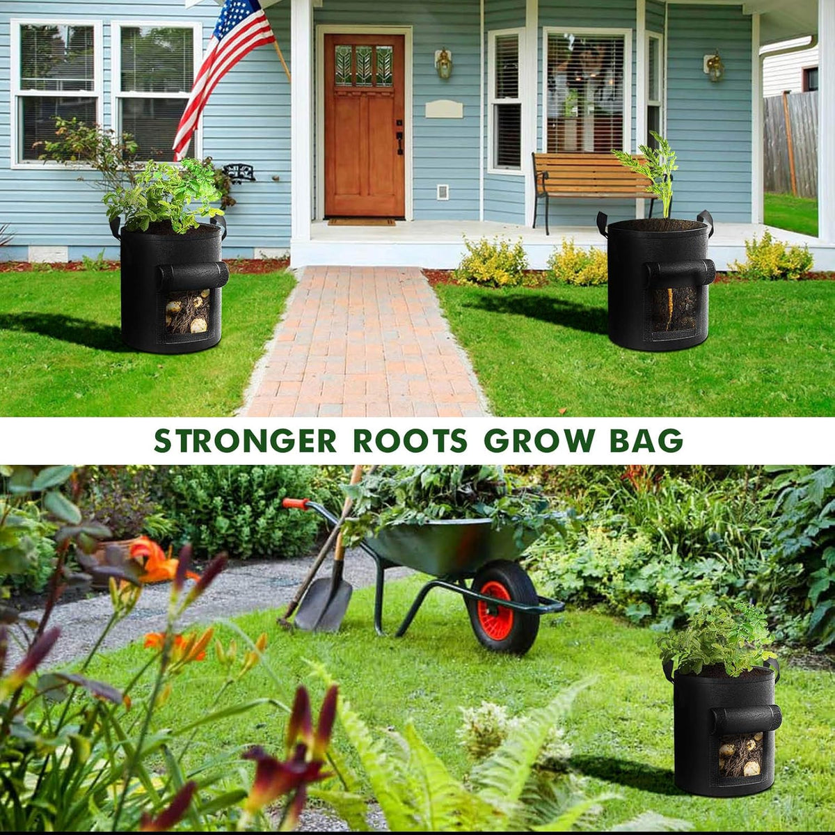 Siopsrl| 5/7/10/15 Gallon Potato Planting Growing Thickened Nonwoven Plant Fabric Pot Nursery Bags for Home Gardening