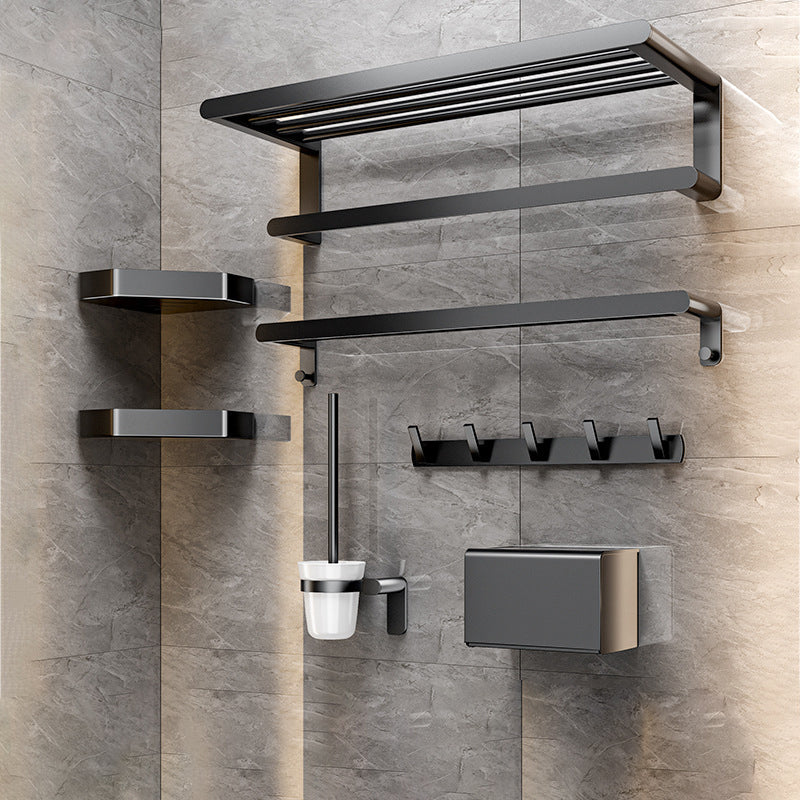 Siopsrl| Modern Bathroom Set with Bath Shelf/Towel Holder & Paper Holder Black Bathroom Hardware