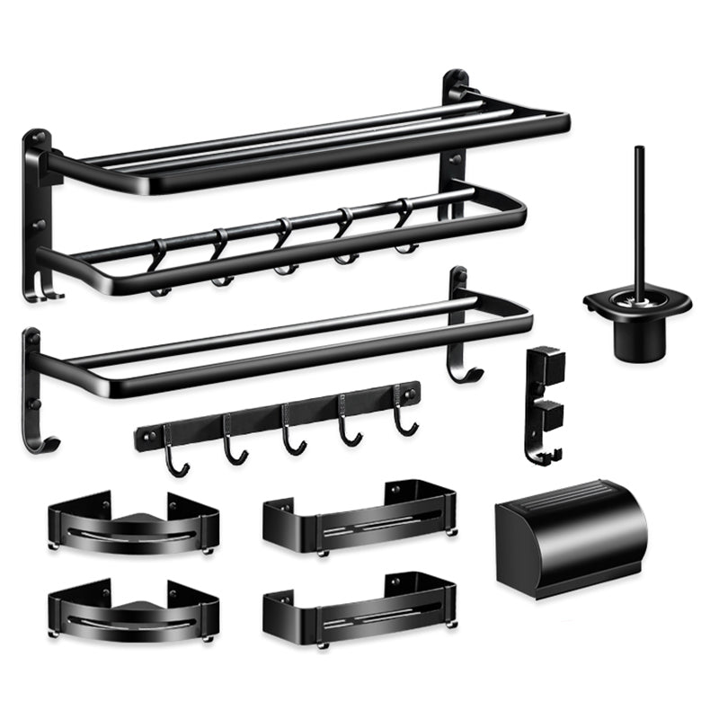 Siopsrl| Modern Aluminum Bathroom Hardware Set Black Bathroom Accessory Set