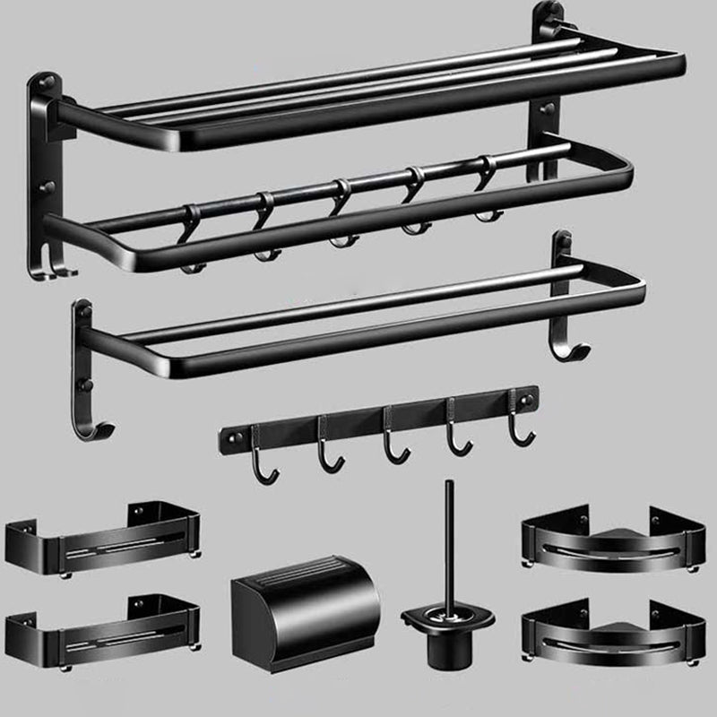Siopsrl| Modern Aluminum Bathroom Hardware Set Black Bathroom Accessory Set