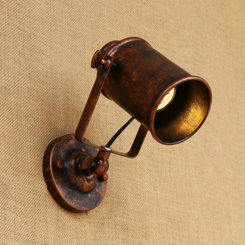Siopsrl| Cylinder Metallic Wall Light Antique Style 1 Light Living Room Wall Mounted Light in Black/Rust
