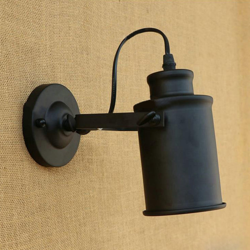 Siopsrl| Cylinder Metallic Wall Light Antique Style 1 Light Living Room Wall Mounted Light in Black/Rust