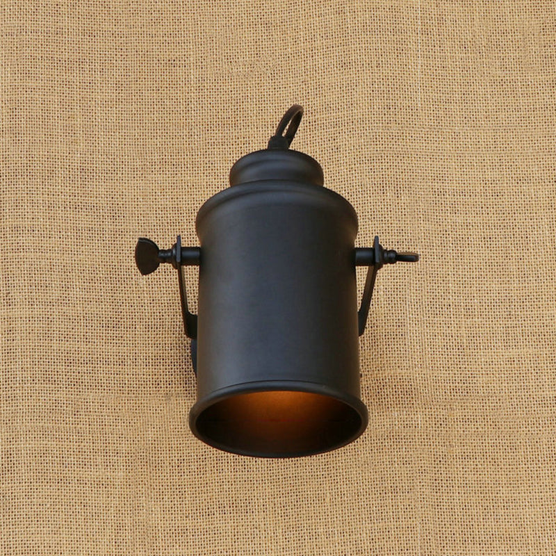Siopsrl| Cylinder Metallic Wall Light Antique Style 1 Light Living Room Wall Mounted Light in Black/Rust