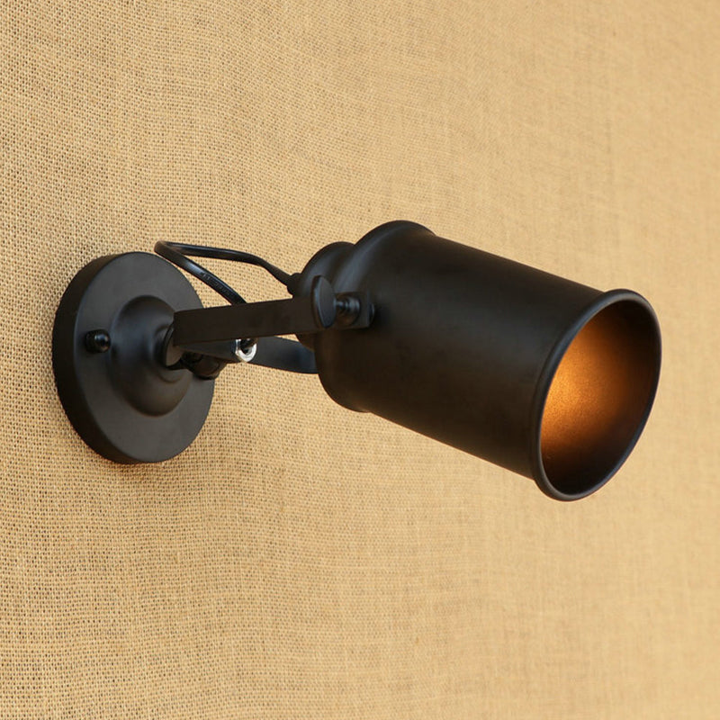 Siopsrl| Cylinder Metallic Wall Light Antique Style 1 Light Living Room Wall Mounted Light in Black/Rust