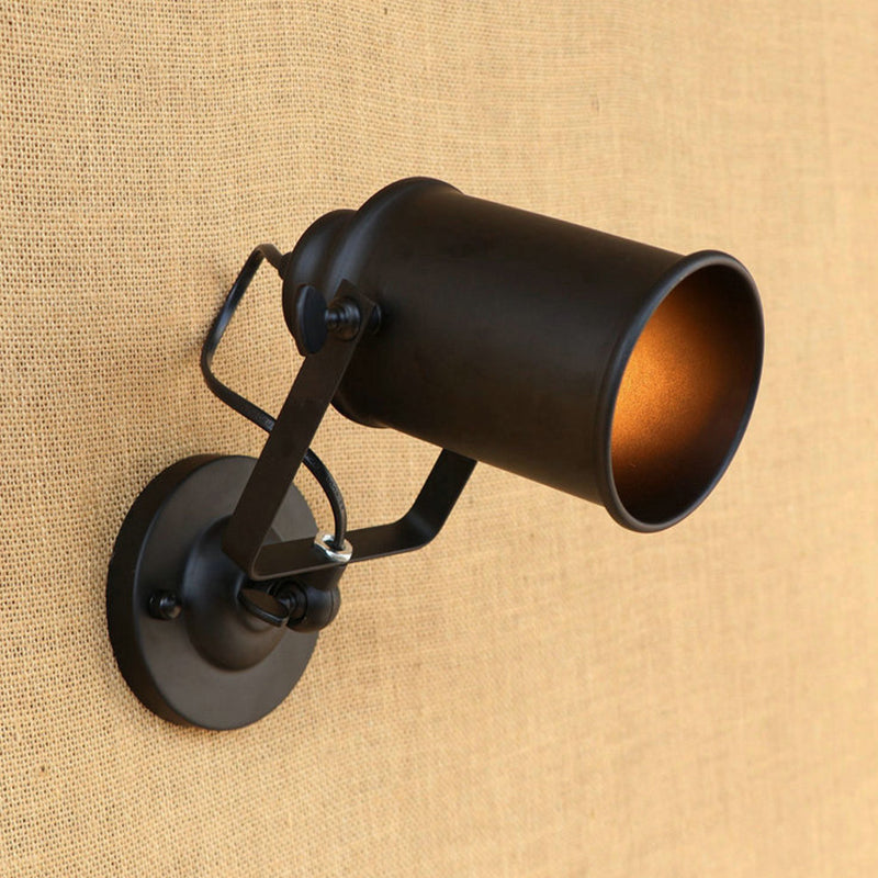 Siopsrl| Cylinder Metallic Wall Light Antique Style 1 Light Living Room Wall Mounted Light in Black/Rust