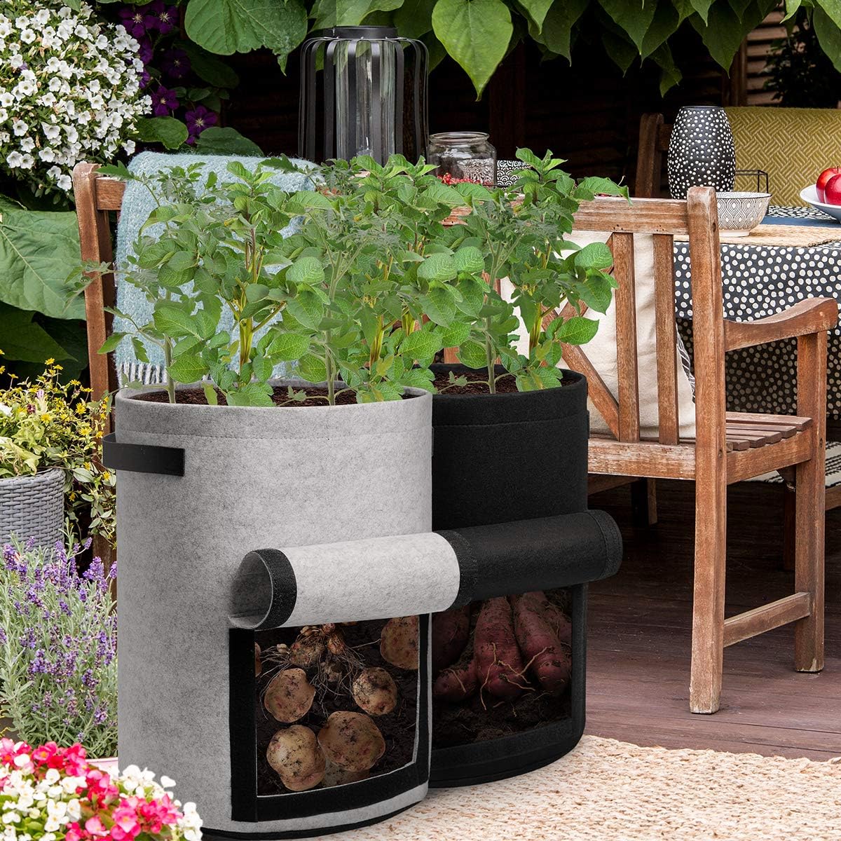 Siopsrl| 5/7/10/15 Gallon Potato Planting Growing Thickened Nonwoven Plant Fabric Pot Nursery Bags for Home Gardening