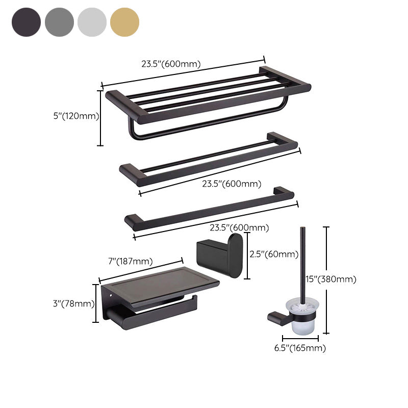 Siopsrl| 5-piece modern bathroom accessory set made of stainless steel with towel rail/robe hooks/toilet paper holder