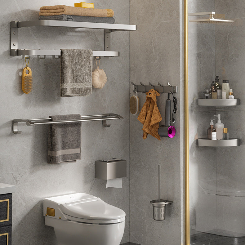Siopsrl| Modern Gray Bathroom Accessories Set Aluminum Stainless Steel Bathroom Shelf/Towel Hooks/Towel Bar