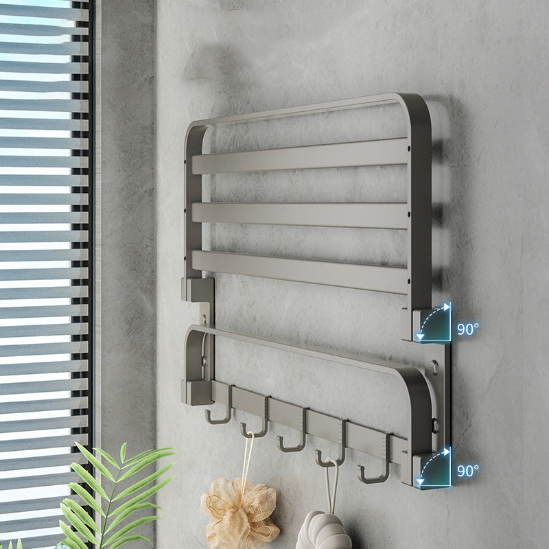Siopsrl| Modern Gray Bathroom Accessories Set Aluminum Stainless Steel Bathroom Shelf/Towel Hooks/Towel Bar