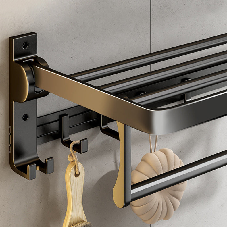 Siopsrl| Contemporary Bathroom Accessory Set Matte Black Bathroom Set with Bathrobe Hooks/Towel Bar