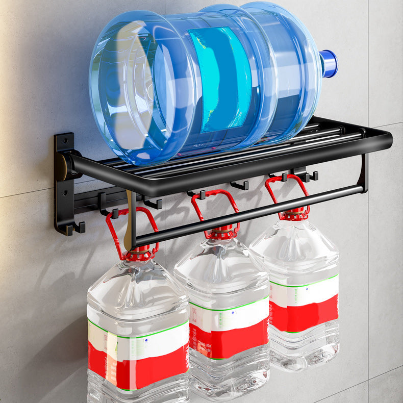 Siopsrl| Contemporary Bathroom Accessory Set Matte Black Bathroom Set with Bathrobe Hooks/Towel Bar