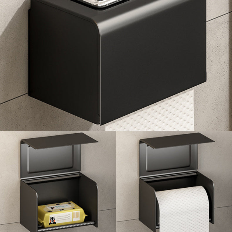 Siopsrl| Contemporary Bathroom Accessory Set Matte Black Bathroom Set with Bathrobe Hooks/Towel Bar