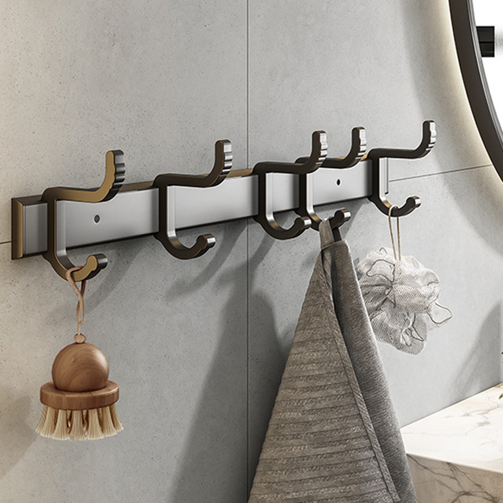 Siopsrl| Contemporary Bathroom Accessory Set Matte Black Bathroom Set with Bathrobe Hooks/Towel Bar