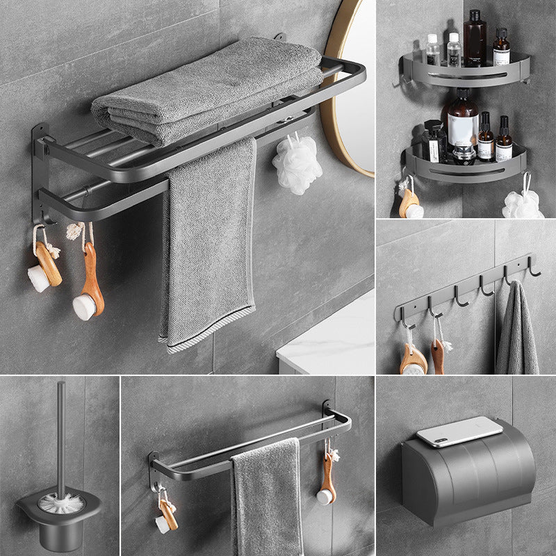 Siopsrl| Modern Bathroom Hardware Set in Stainless Steel Matte Gray Bathrobe Hook/Towel Bar