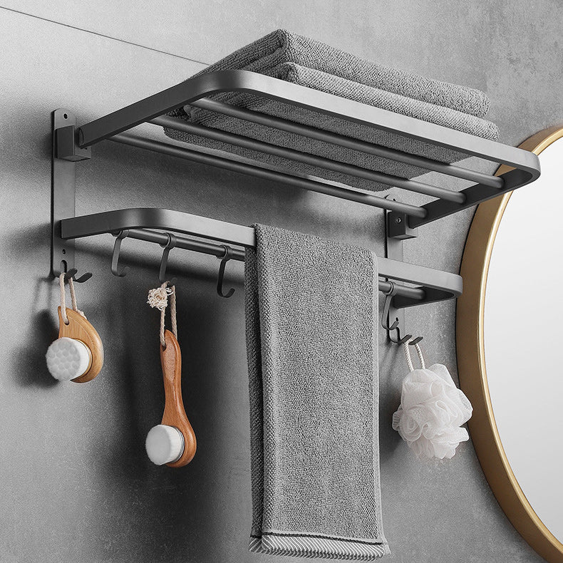 Siopsrl| Modern Bathroom Hardware Set in Stainless Steel Matte Gray Bathrobe Hook/Towel Bar