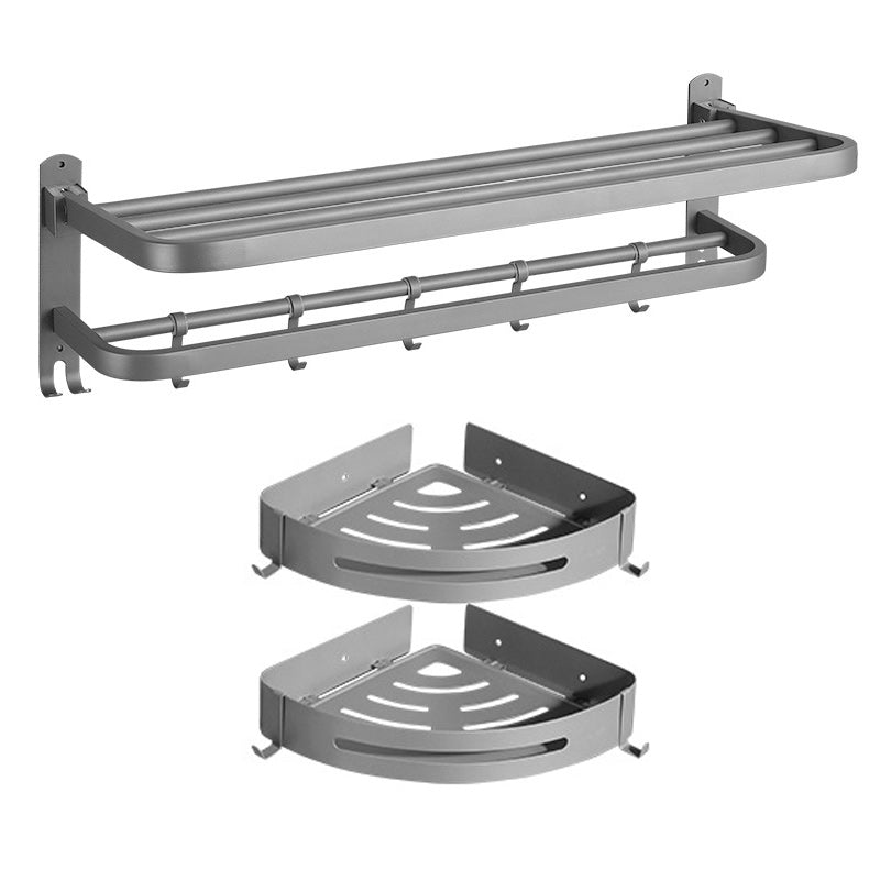 Siopsrl| Modern Bathroom Hardware Set in Stainless Steel Matte Gray Bathrobe Hook/Towel Bar