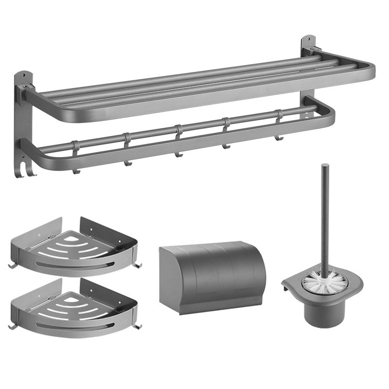 Siopsrl| Modern Bathroom Hardware Set in Stainless Steel Matte Gray Bathrobe Hook/Towel Bar