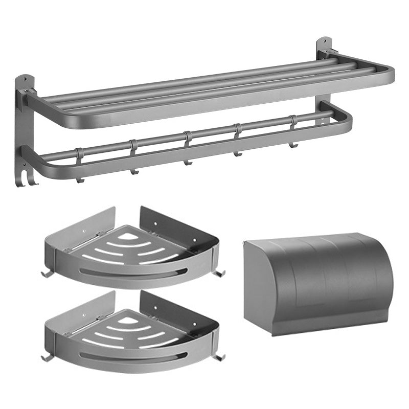 Siopsrl| Modern Bathroom Hardware Set in Stainless Steel Matte Gray Bathrobe Hook/Towel Bar